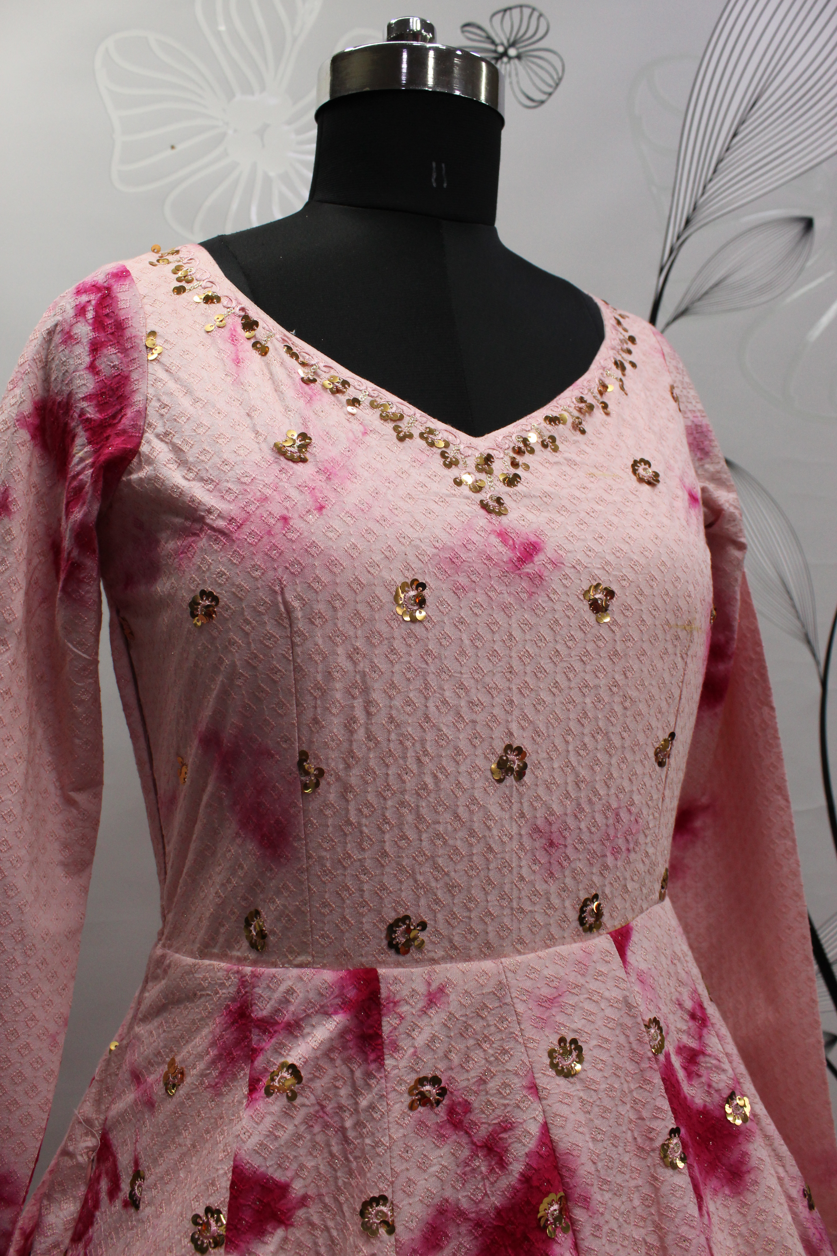 Rose Pink Embroidered Cotton Gown